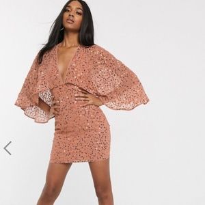 ASOS DESIGN mini dress with cape kimono sleeve